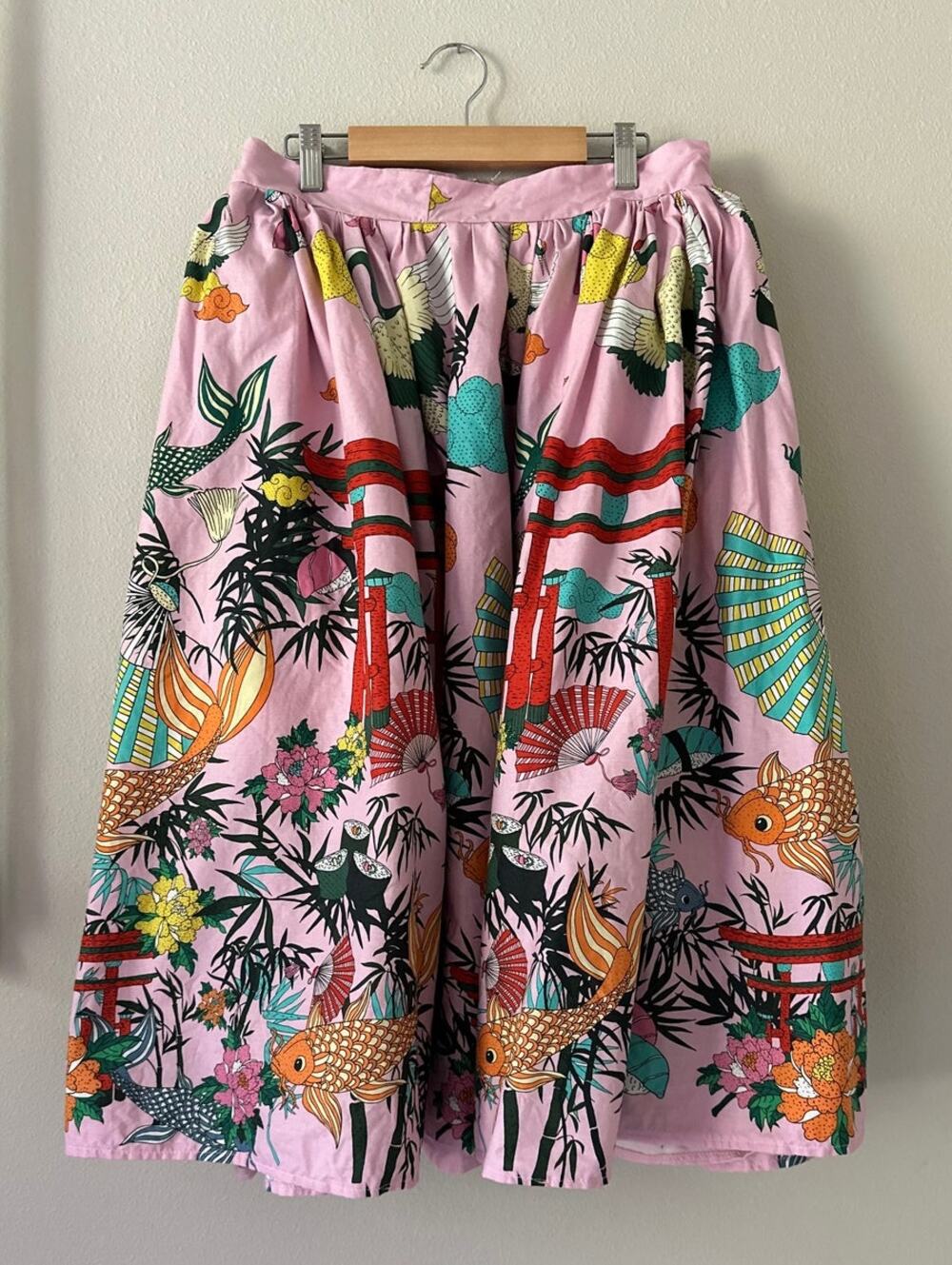 J. HARLOW Pink Koi Fish Cotton Circle Skirt Size 4X